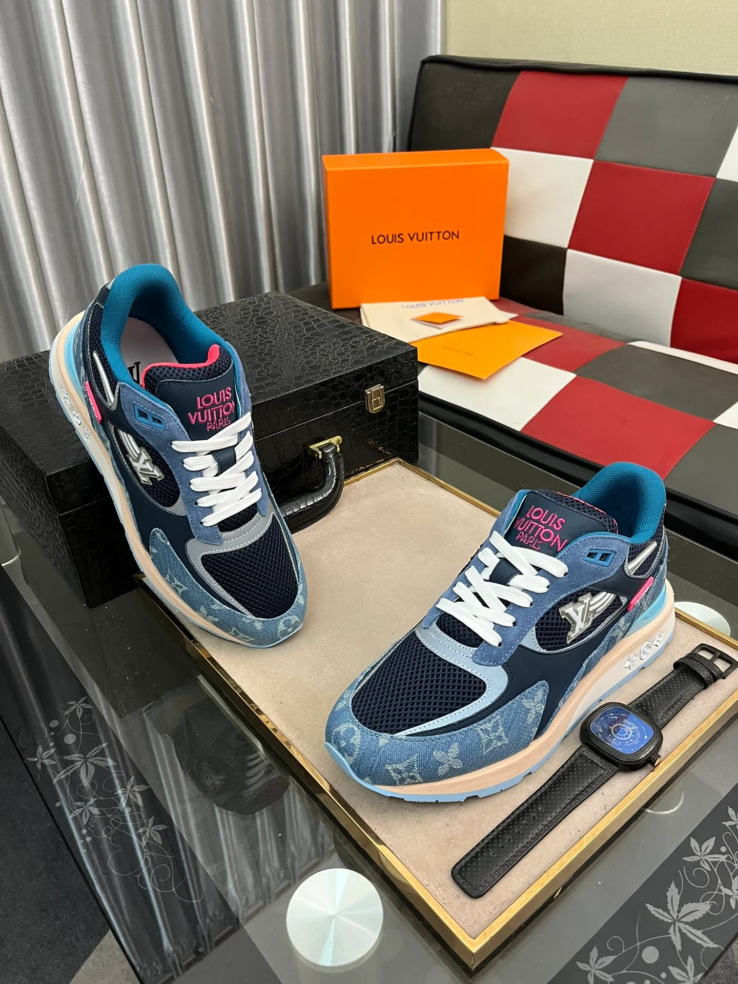 Men's Men's Shoes 💰660⌚️⌚️【LOUIS VUITTON) New 🍀LV Louis Vuitton*——LV classic dad shoes trendy shoes! Made of imported original soft calf leather, imported fly woven lining. Original wear-resistant rubber outsole! High quality products! Code number: 38-44